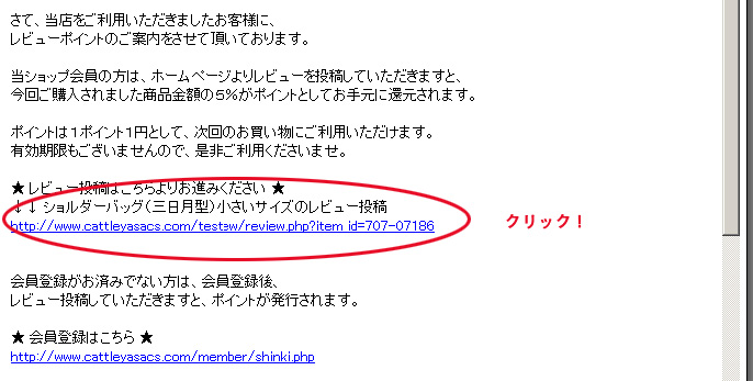 サンキューメールからのレビューの投稿の仕方