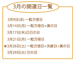 3月の開運日